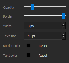 HotspotUV Display popup — opacity and border sliders, border width, label size, border and text color