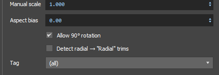 HotspotUV panel — Aspect bias, Allow 90° rotation, Detect radial and Tag controls