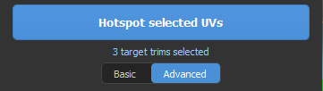 HotspotUV panel — primary Hotspot button, target counter and the Basic/Advanced switch