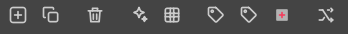 HotspotUV Trims toolbar — New, Duplicate, Delete, Generate, Tags, Fit Axis, Map